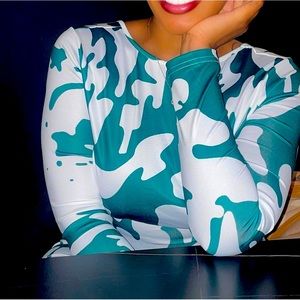 Multicolored, midi, bodycon dress